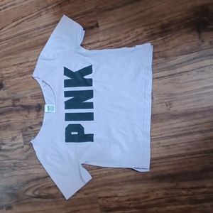 Victoria Secret crop tee shirt. Size XS, light purple with black.